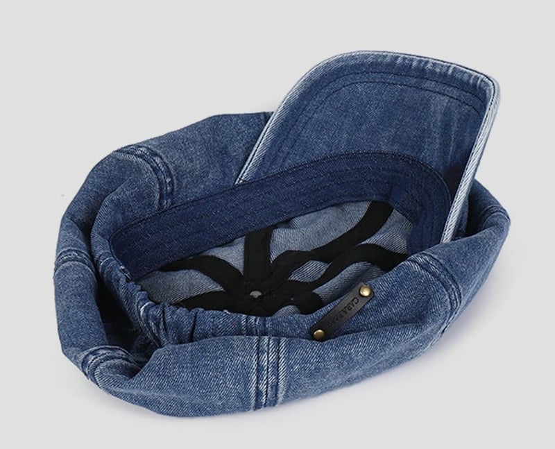 Molodo Women Denim Newsboy Cap Slouchy Newsboy Hat Visor Beret Flat Cap Vintage Oversized Cabbie Hat Cotton Octagonal Cap - Image 5